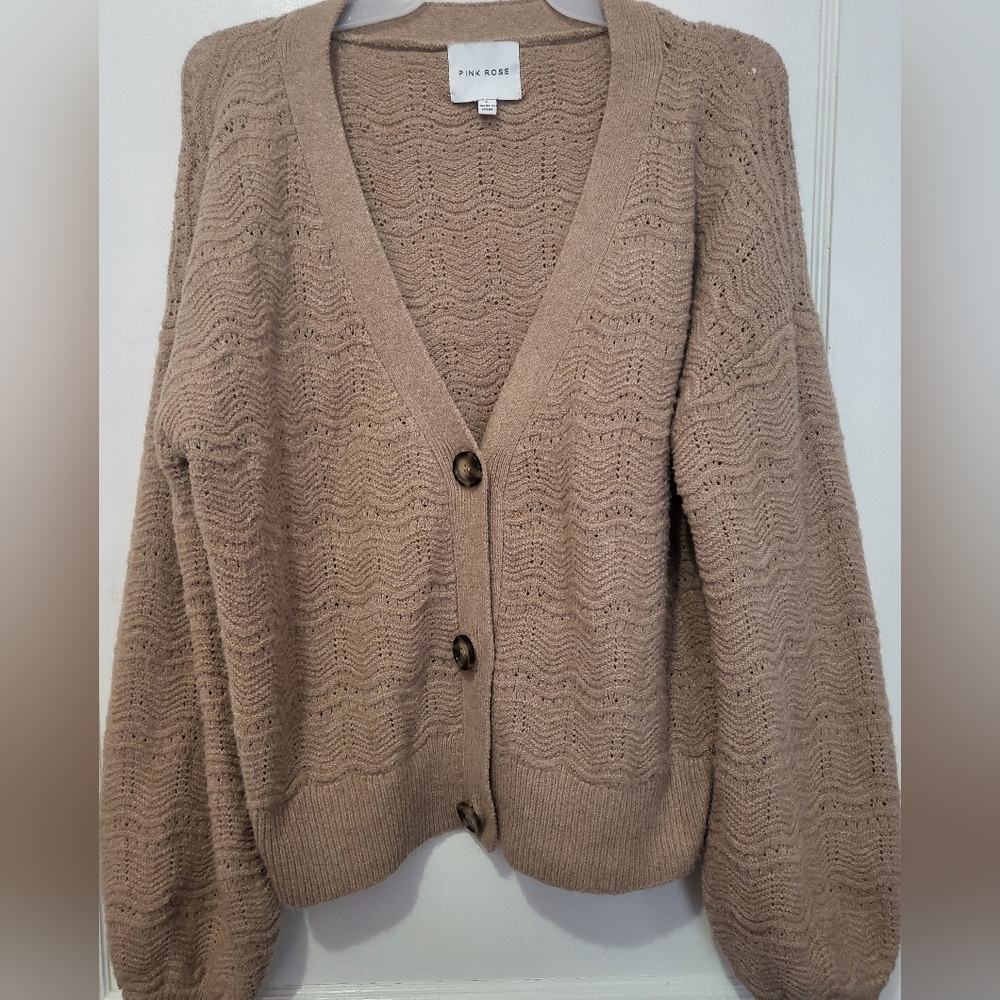 Pink Rose Button Up Cardigan